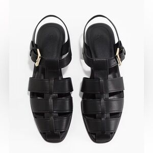 H&M Black Fisherman Sandals with Gold Buckle